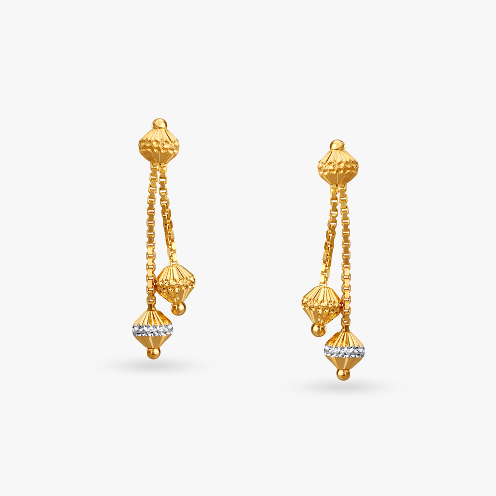 Classic Beaded Gold Pendant with Chain and Earrings Set,,hi-res image number null