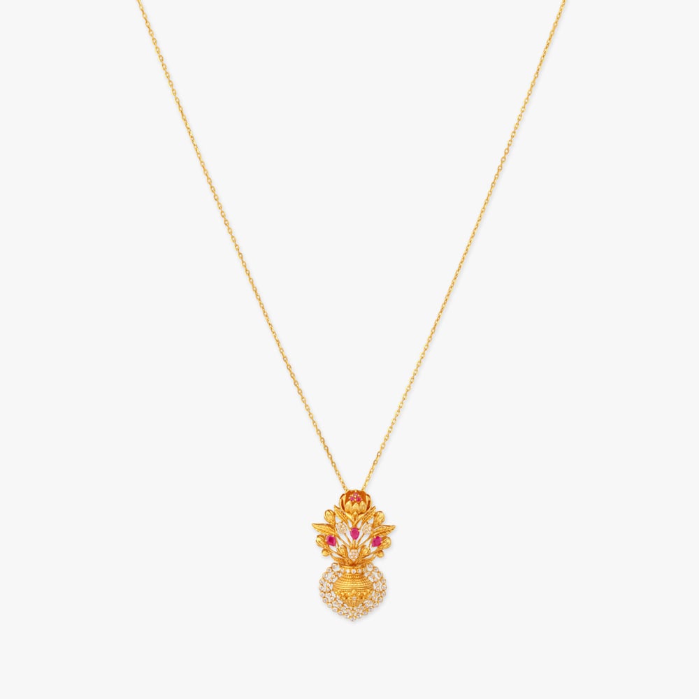 Jasmine Poise Gold Pendant with Chain and Earrings Set,,hi-res image number null