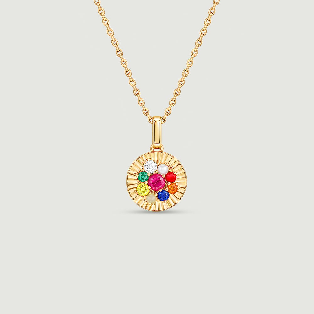 Glowing Navaratna Diamond Pendant,,hi-res image number null