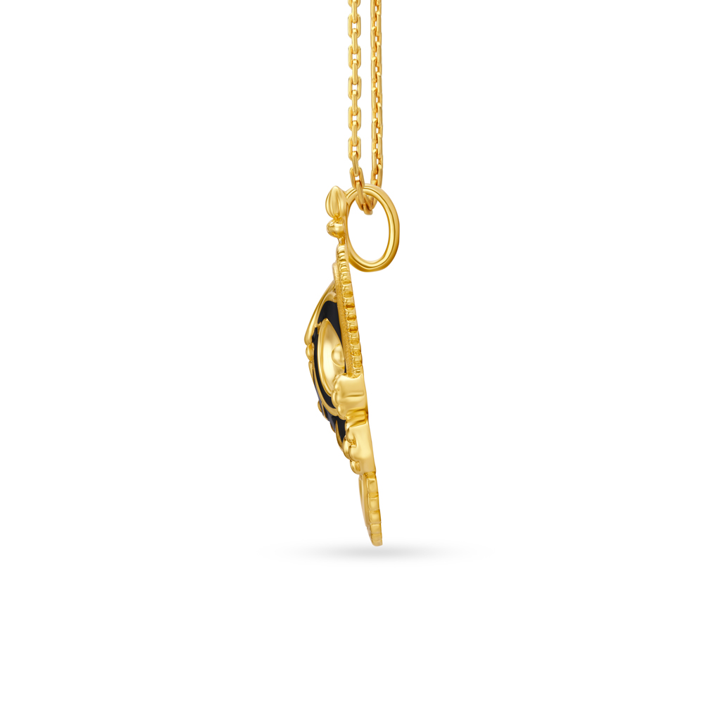 Magnificent Lord Jagannath Gold Pendant with Leaf Motifs,,hi-res image number null