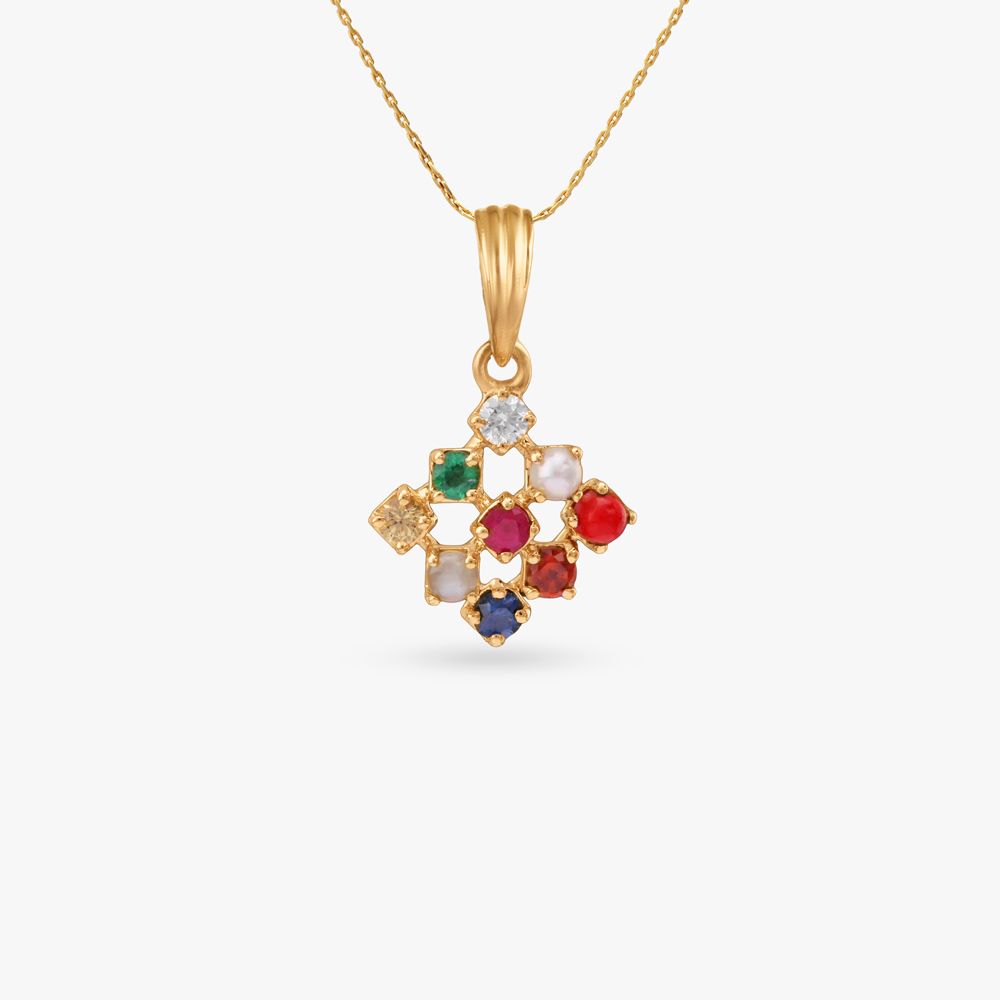 

Navratna Harmony Diamond Pendant