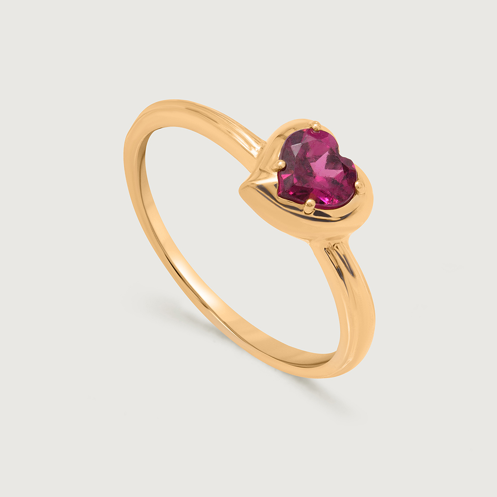 Valentine's Veil 14KT Gold & Pink Garnet Finger Ring,,hi-res image number null