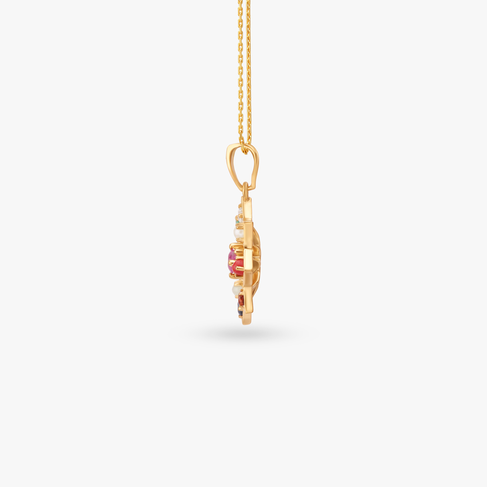 Regal Navaratna Diamond Pendant,,hi-res image number null