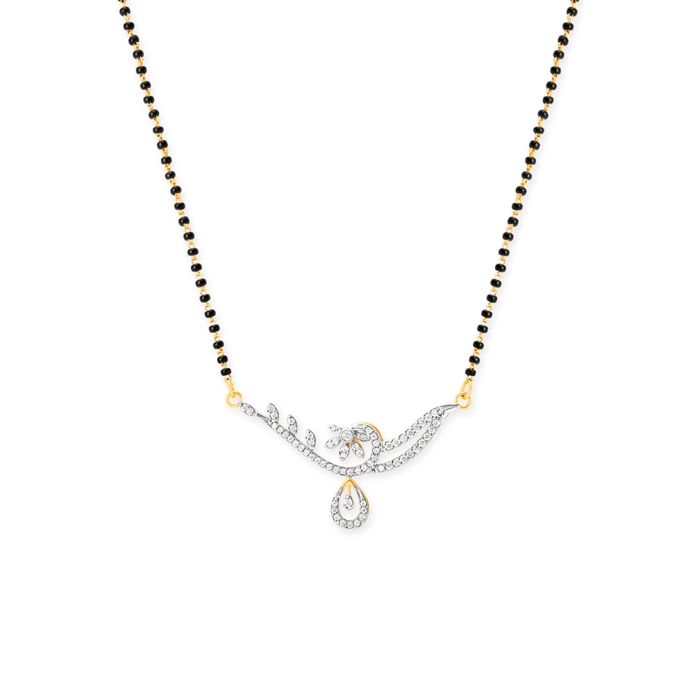 Floral Sparkle Diamond Mangalsutra,,hi-res image number null