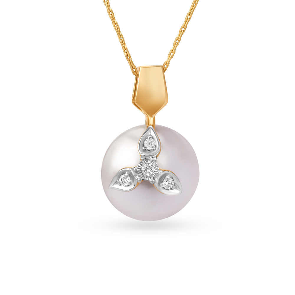 Beautiful Flowerbud Diamond Pendant in Yellow and White Gold