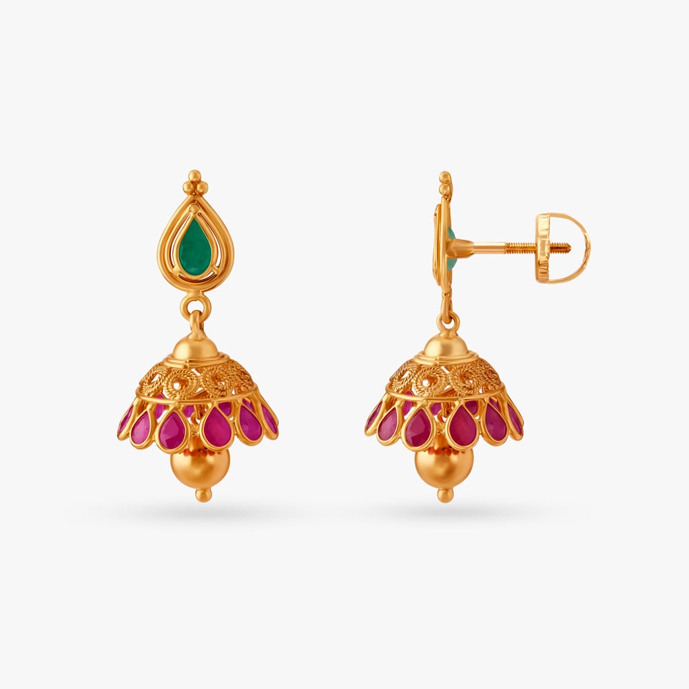 Timeless Ruby and Emerald Jhumkas,,hi-res image number null