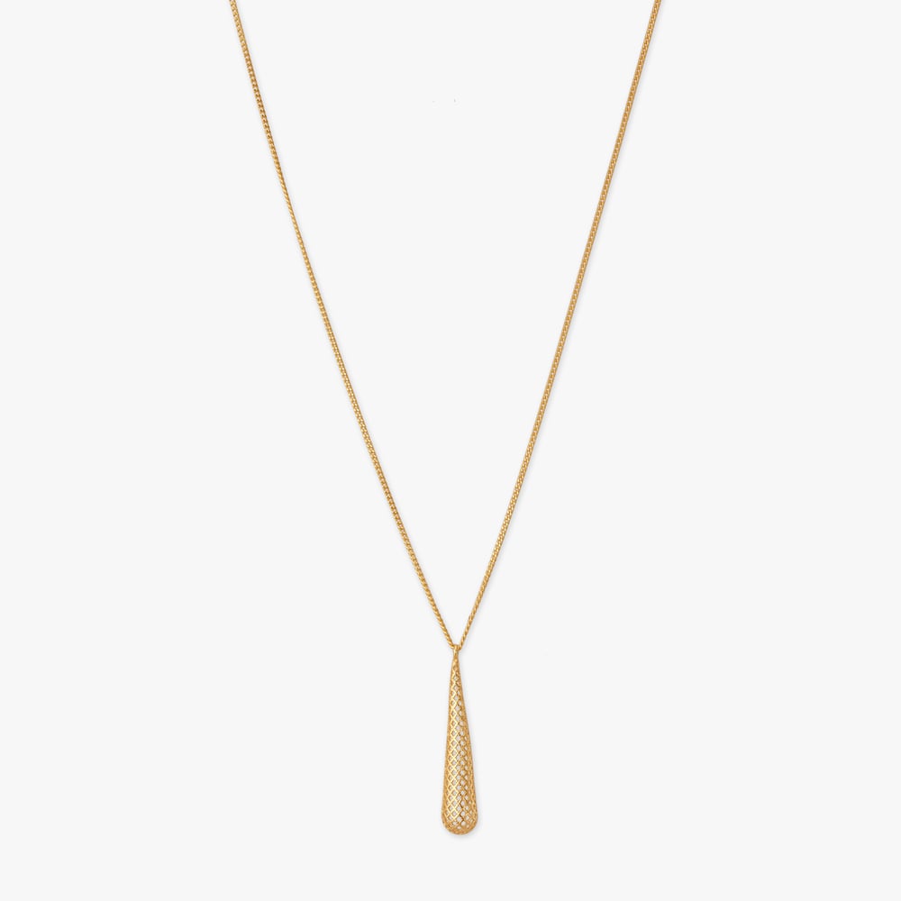 

Woven Shine Gold Pendant with Chain and Earrings Set