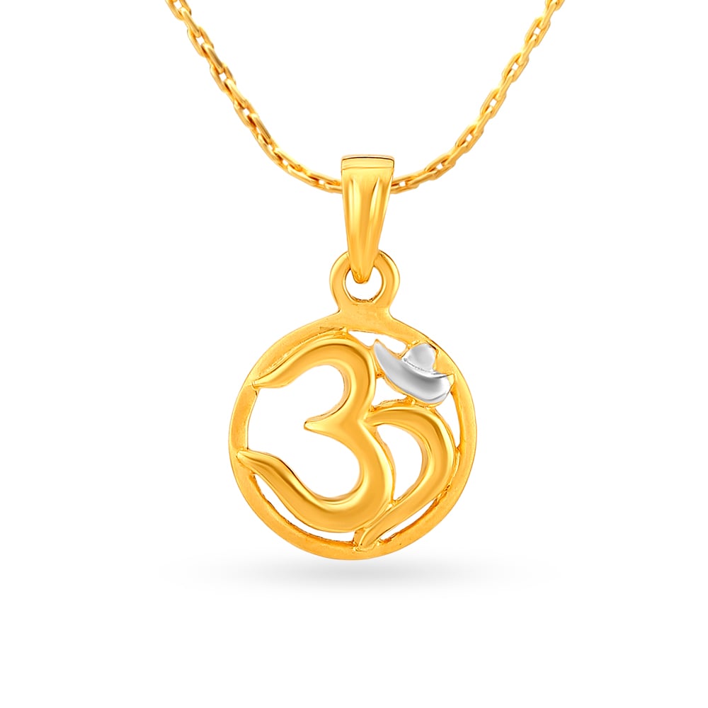August Yellow Gold Dual-Tone Om Pendant,,hi-res image number null