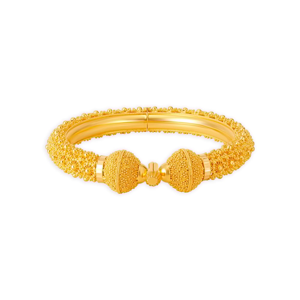Elaborate 22 Karat Yellow Gold Beaded Wheel Bangle,,hi-res image number null