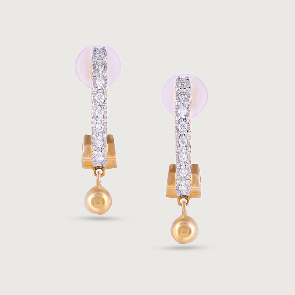 Dual Tone Gold & Diamond Drop Earrings,,hi-res image number null
