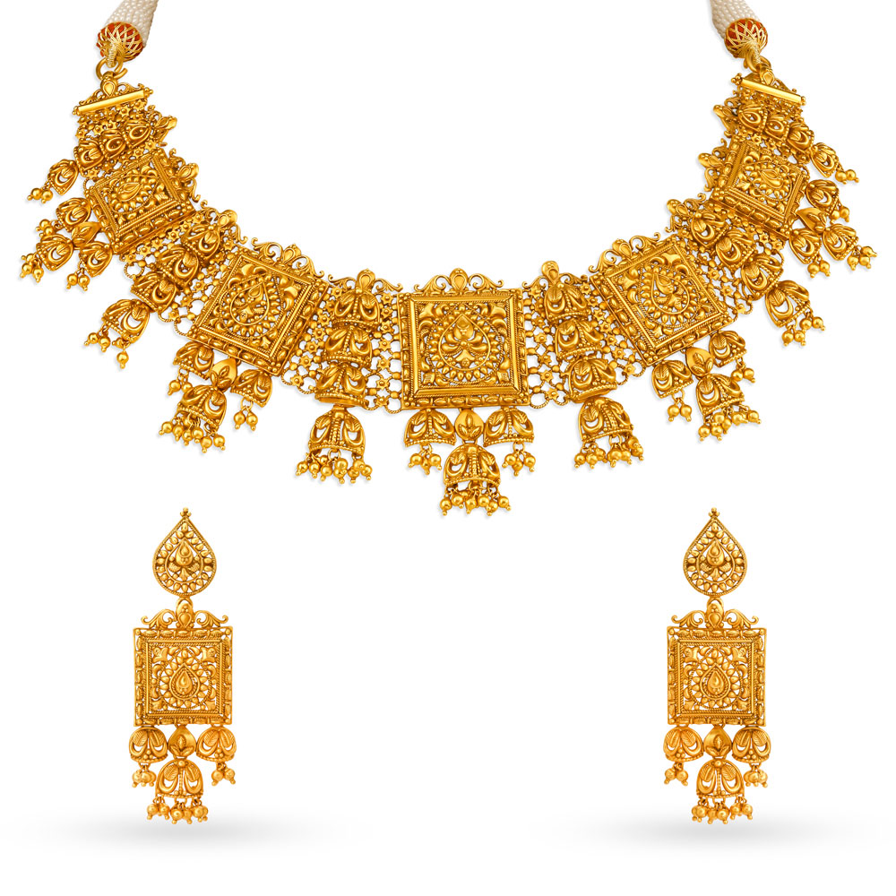 Stunning Gold Necklace Set Perfect for Any Bride,,hi-res image number null