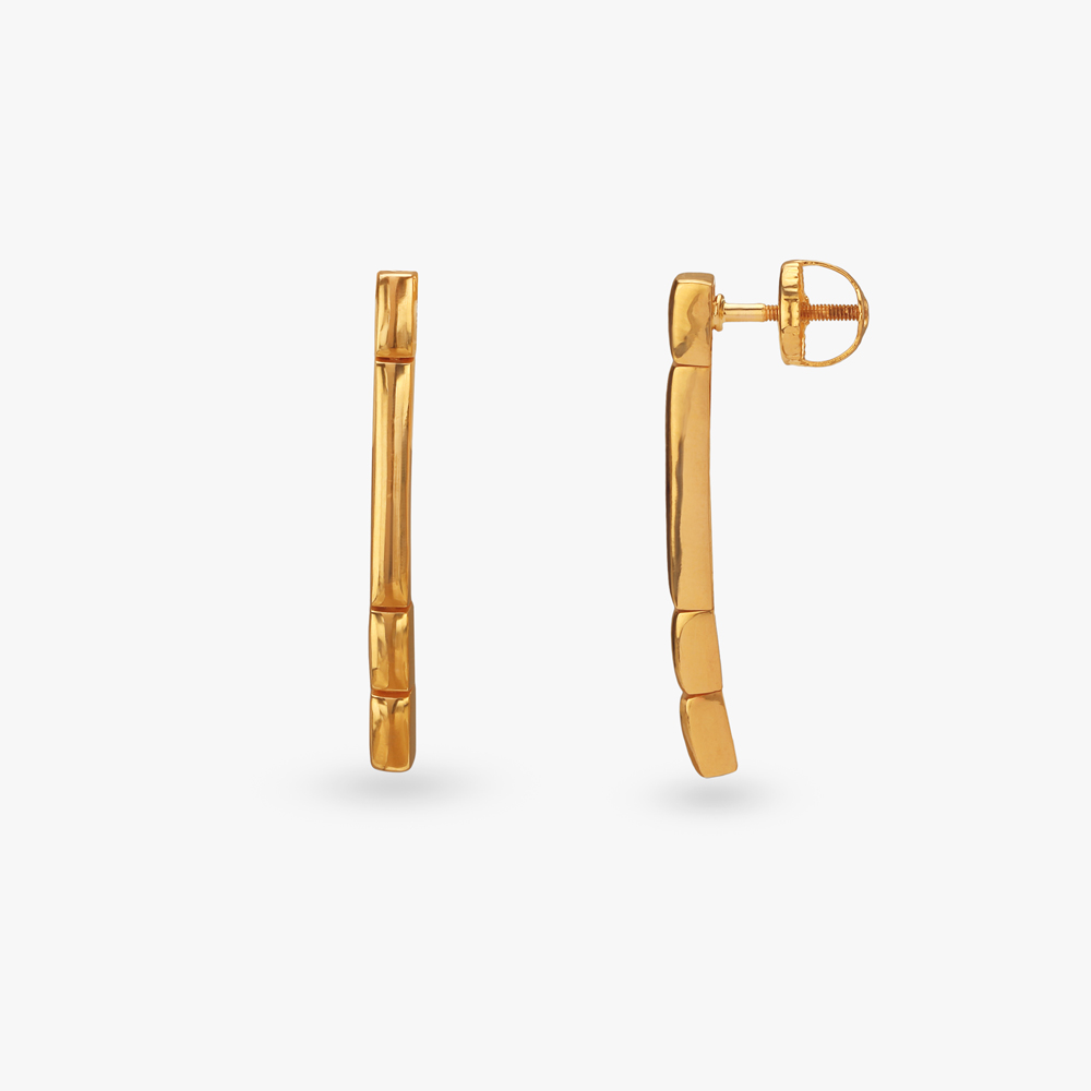 Bamboo Sleek Gold Drop Earrings,,hi-res image number null
