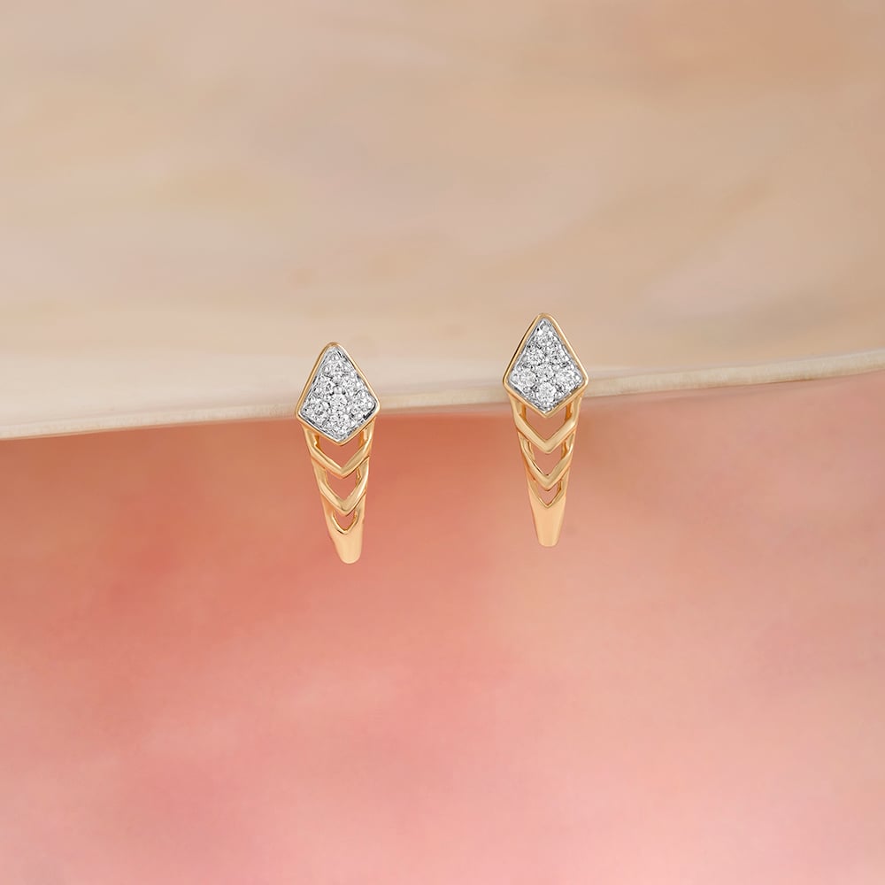 Chevron Grace Gold & Diamond Stud Earrings,,hi-res image number null