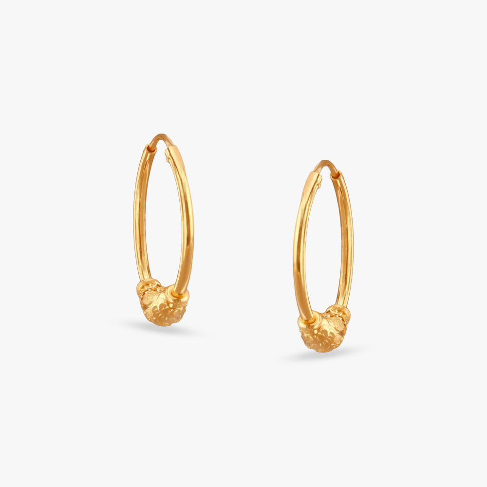 

Textured Charm Gold Hoop Earrings