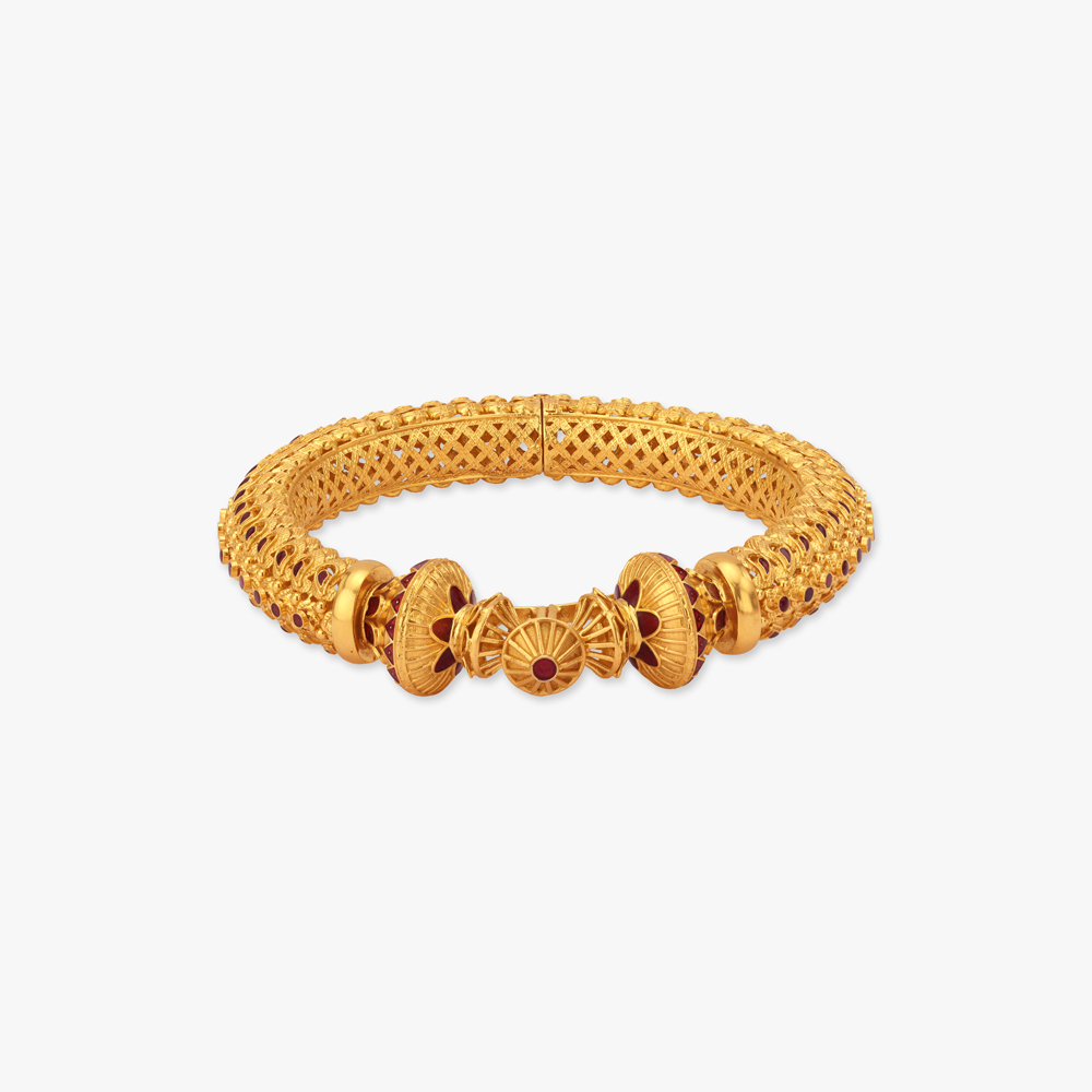 Paisley Pratha Solid Bala Gold Bangles,,hi-res image number null