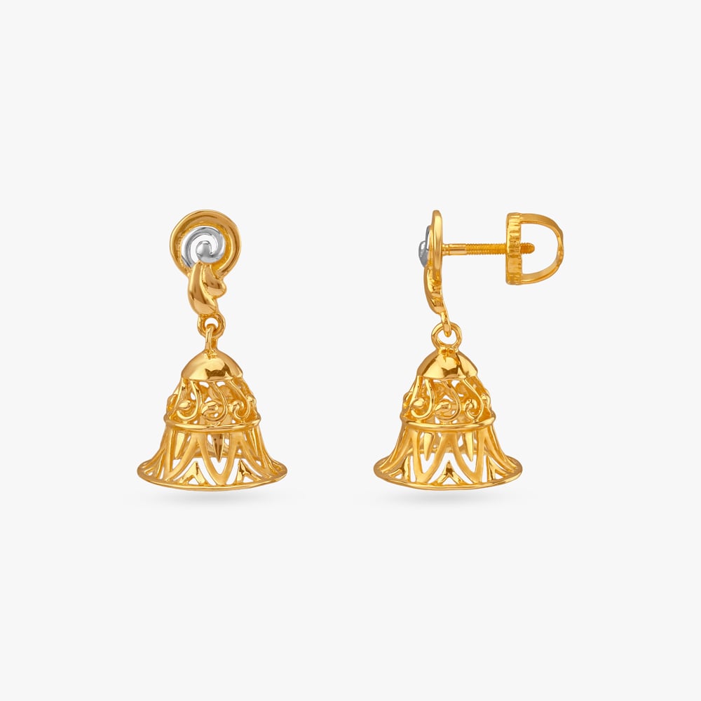 Regal Chime Gold Jhumka Earrings,,hi-res image number null