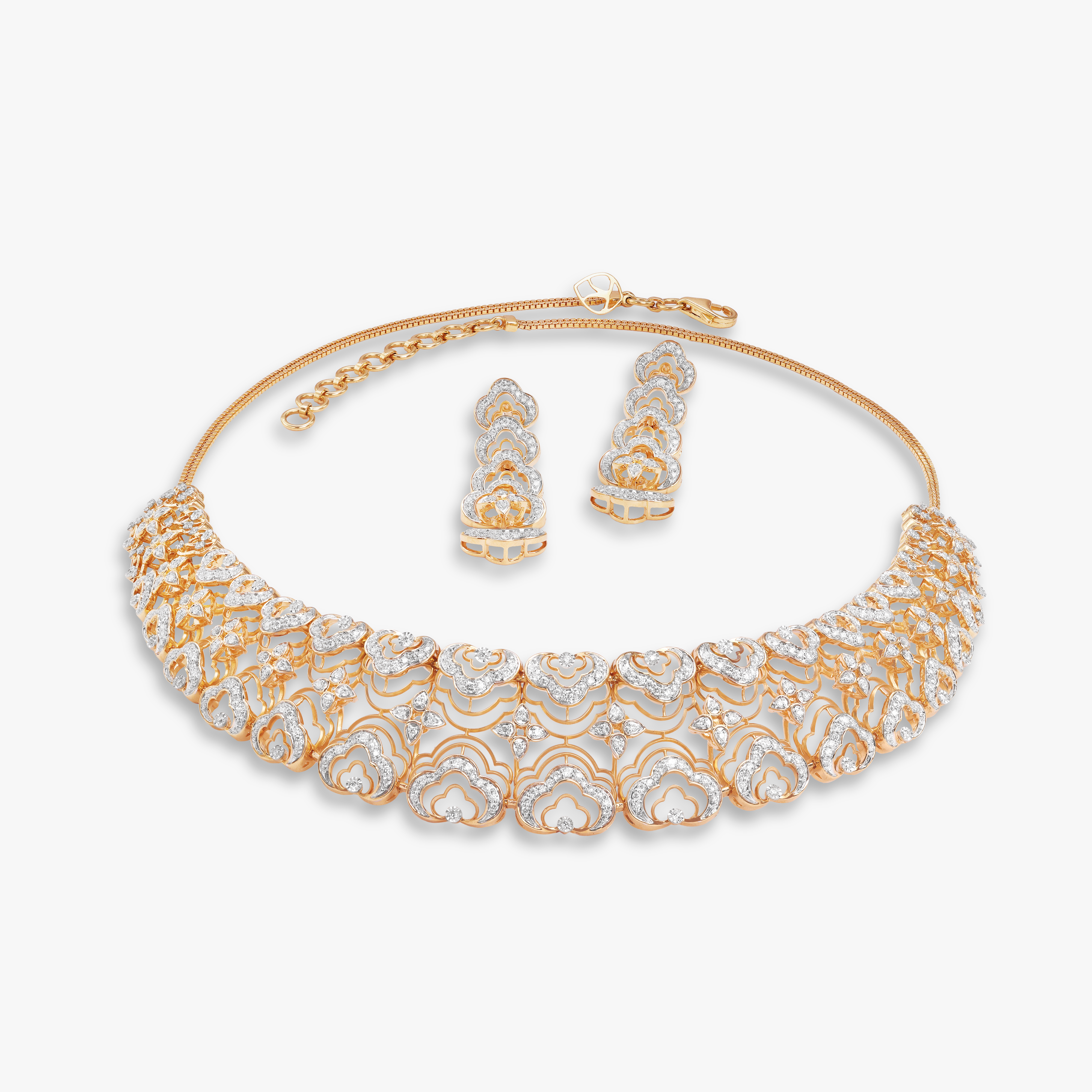 Chiselled Elegance Diamond Necklace Set,,hi-res image number null