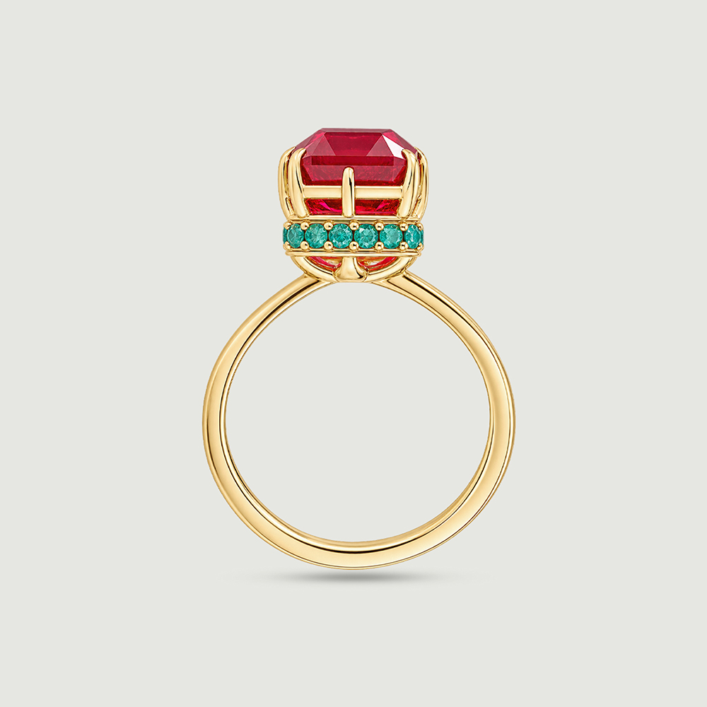 Bold Framed Onyx and Ruby Ring,,hi-res image number null