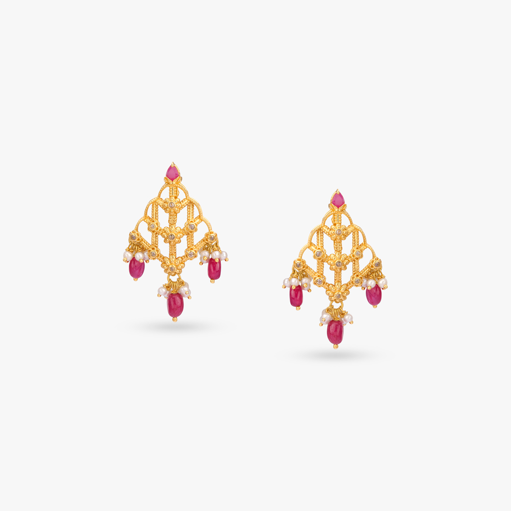 Mogra Trellis Gold Necklace Set,,hi-res image number null