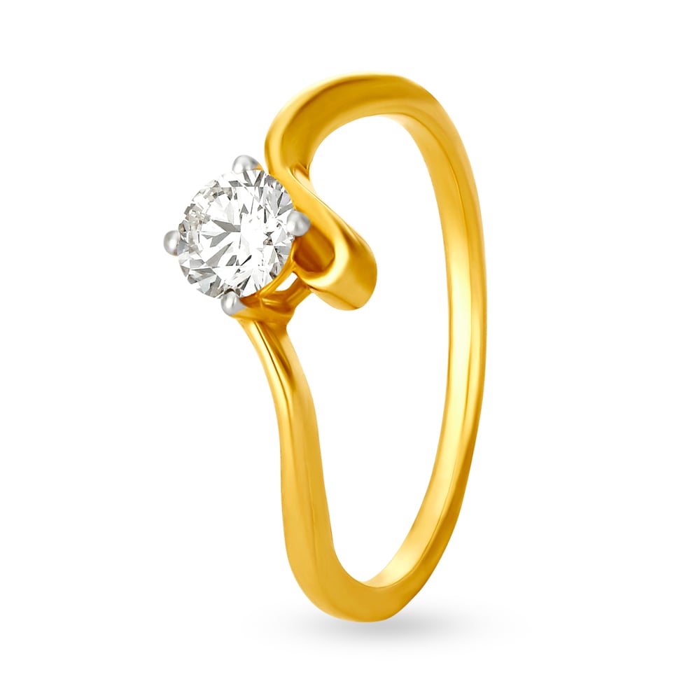 Stylish 18 Karat Gold And Diamond Solitaire Finger Ring,,hi-res image number null