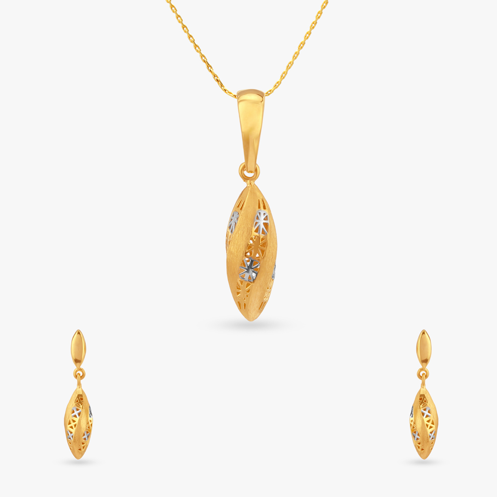 Veil Bloom Gold Pendant and Earring Set,,hi-res image number null