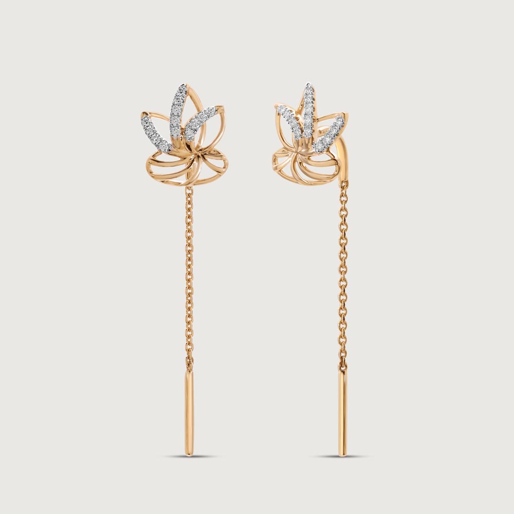 Lotus Bloom Diamond Sui Dhaga Earrings,,hi-res image number null