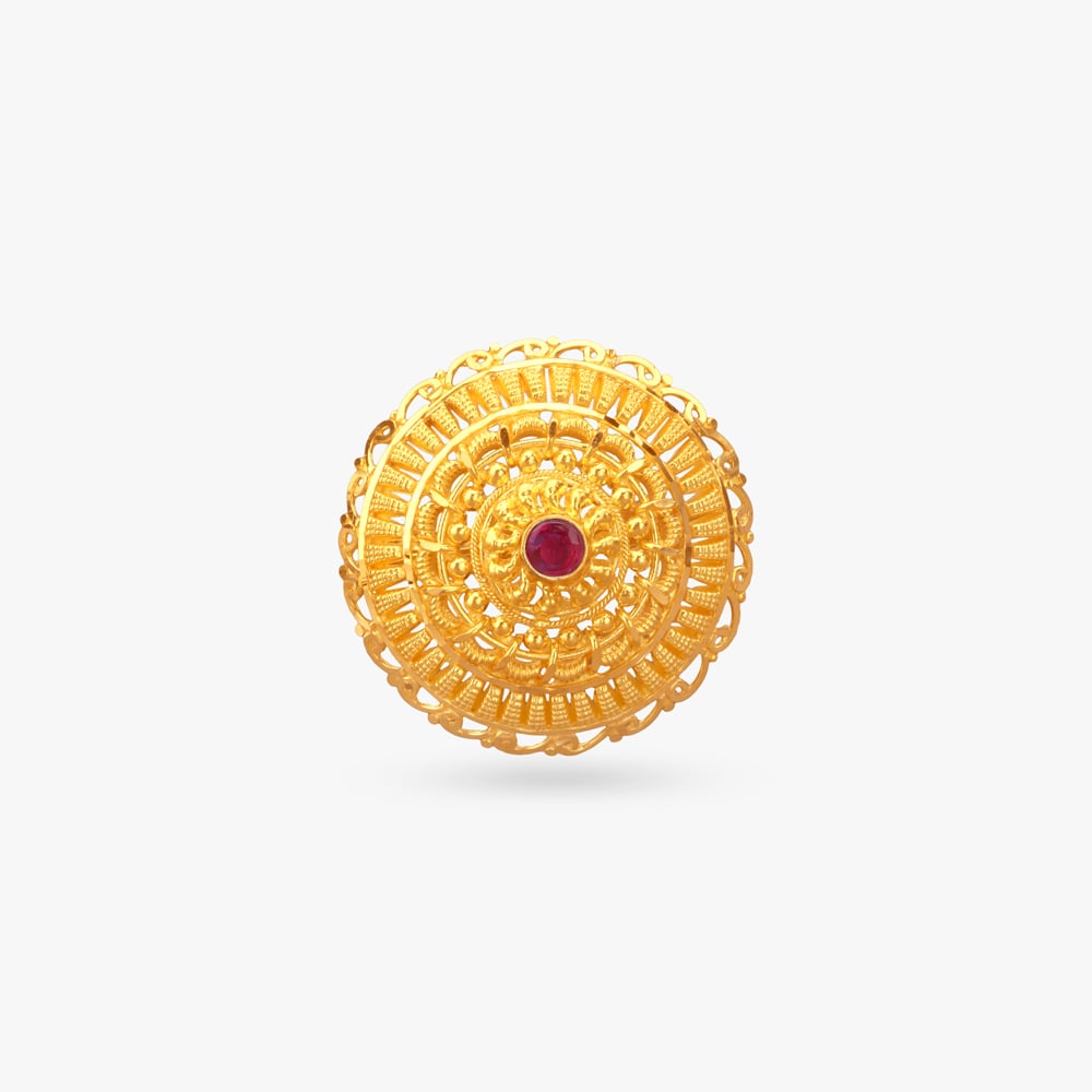 Temple Crown Gold Ring,,hi-res image number null