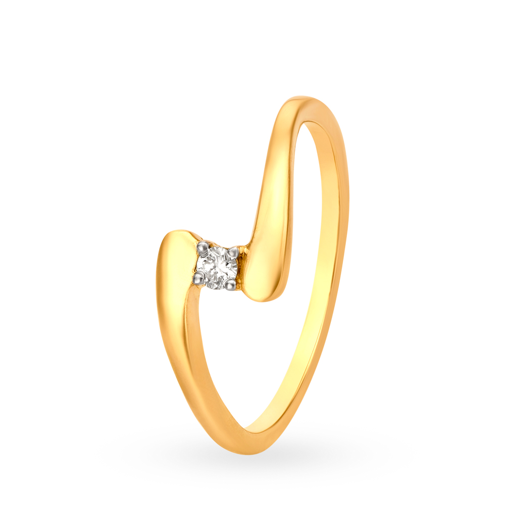 Glimmering 18 Karat Yellow Gold And Diamond Finger Ring,,hi-res image number null