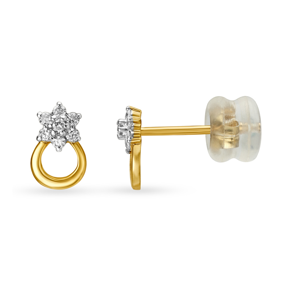 14KT Yellow Gold Diamond Stud Earrings,,hi-res image number null