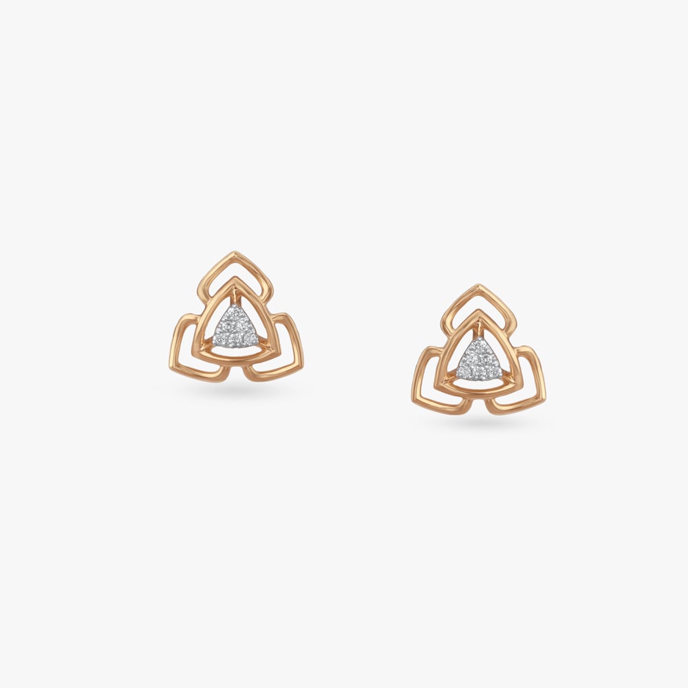 Trinity Curve Diamond Stud Earrings,,hi-res image number null