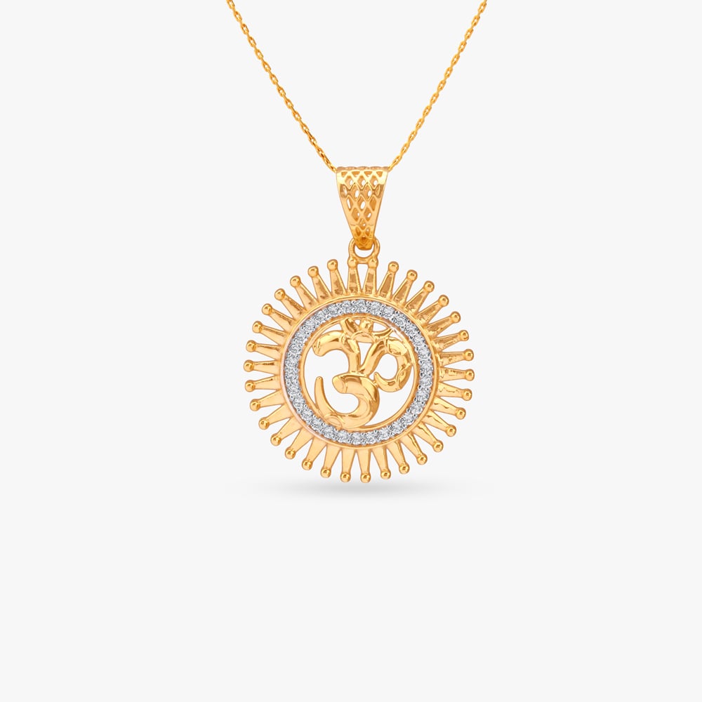 Sunbeam Om Gold Pendant,,hi-res image number null