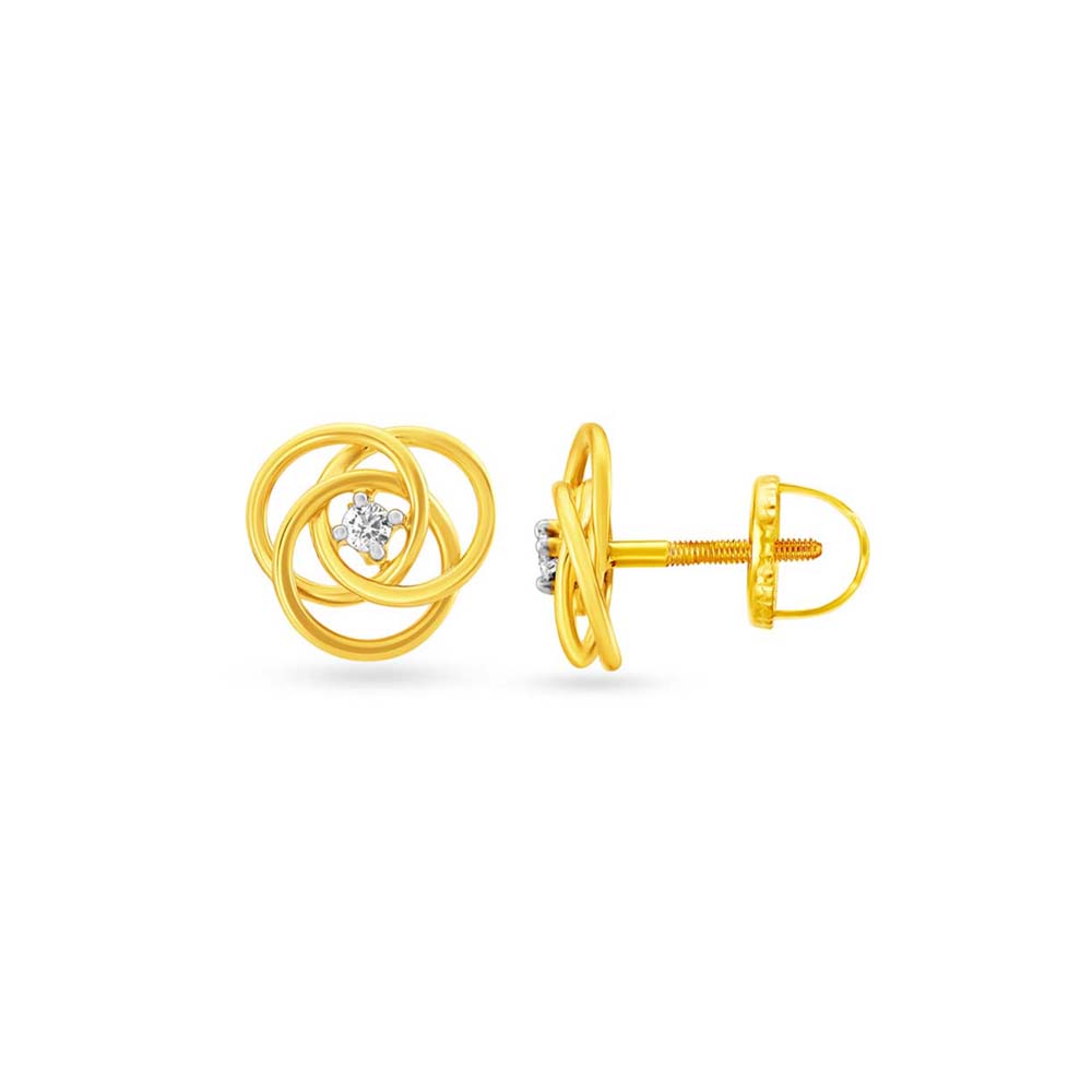 Twist Bloom Diamond Stud Earrings,,hi-res image number null