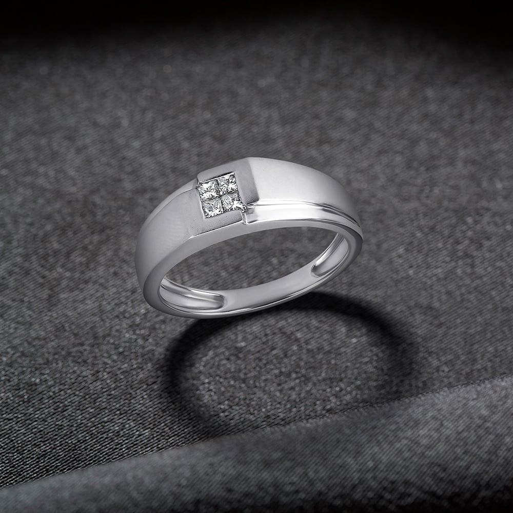 Edgy Geometric Platinum and Diamond Ring,,hi-res image number null