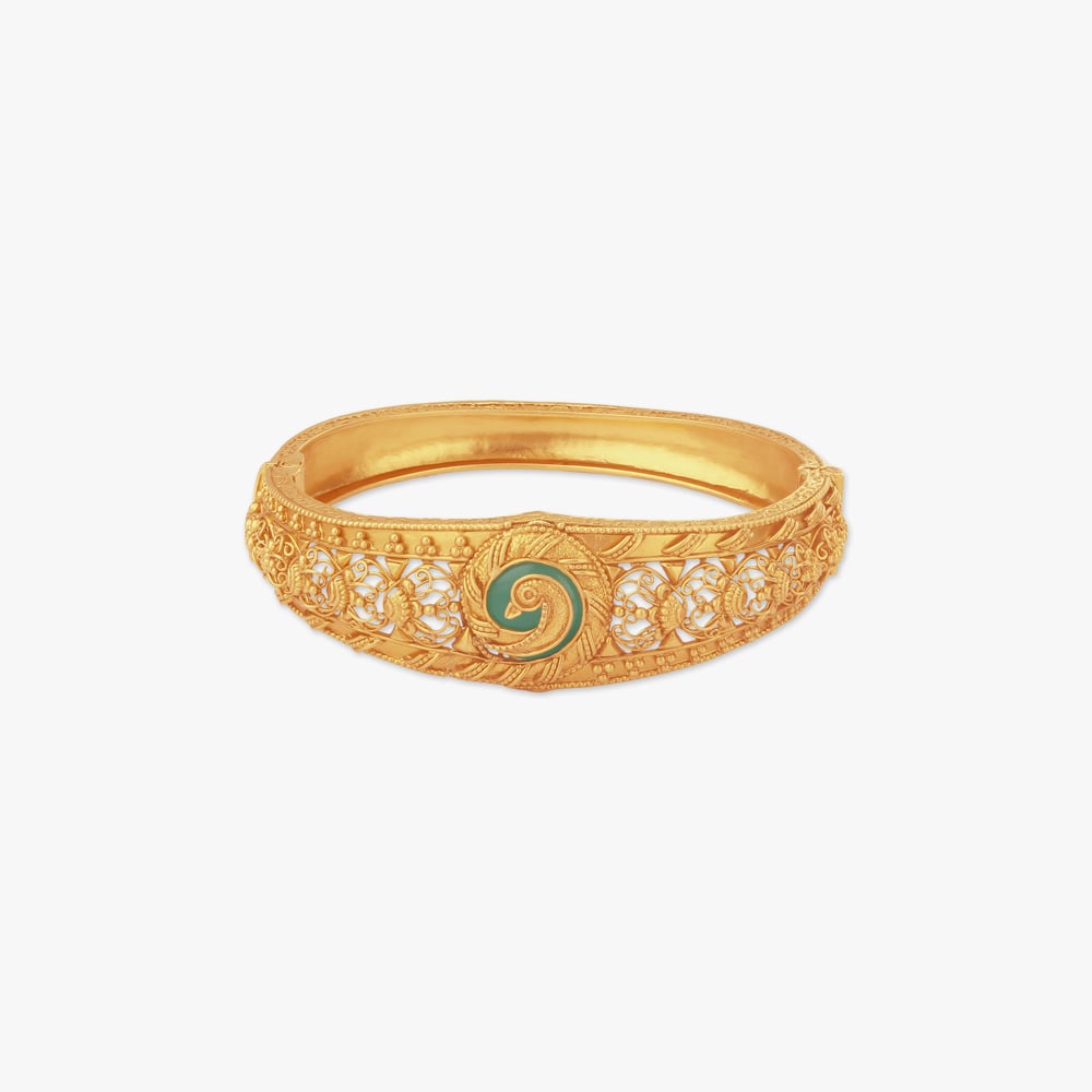 Gilded Peacock Gold Bangle,,hi-res image number null