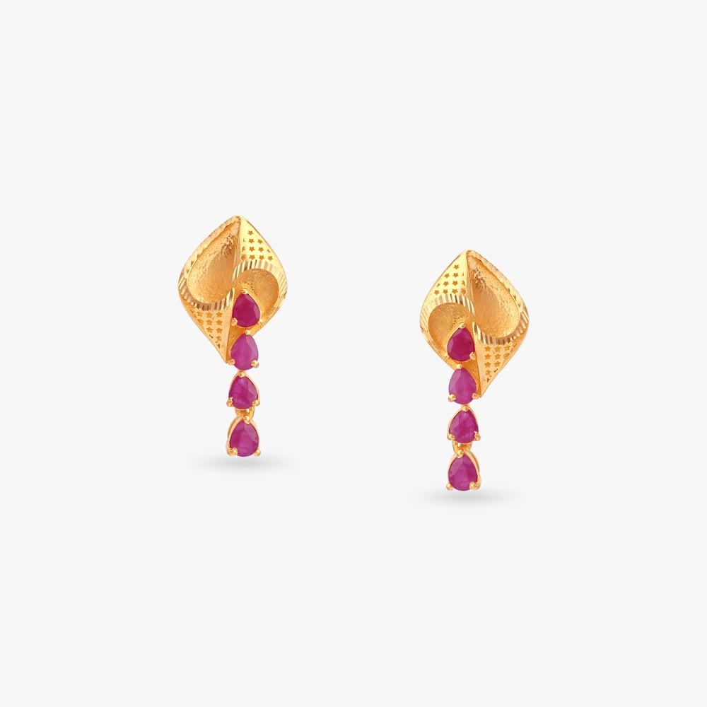 Sleek Glint Ruby Drop Earrings,,hi-res image number null