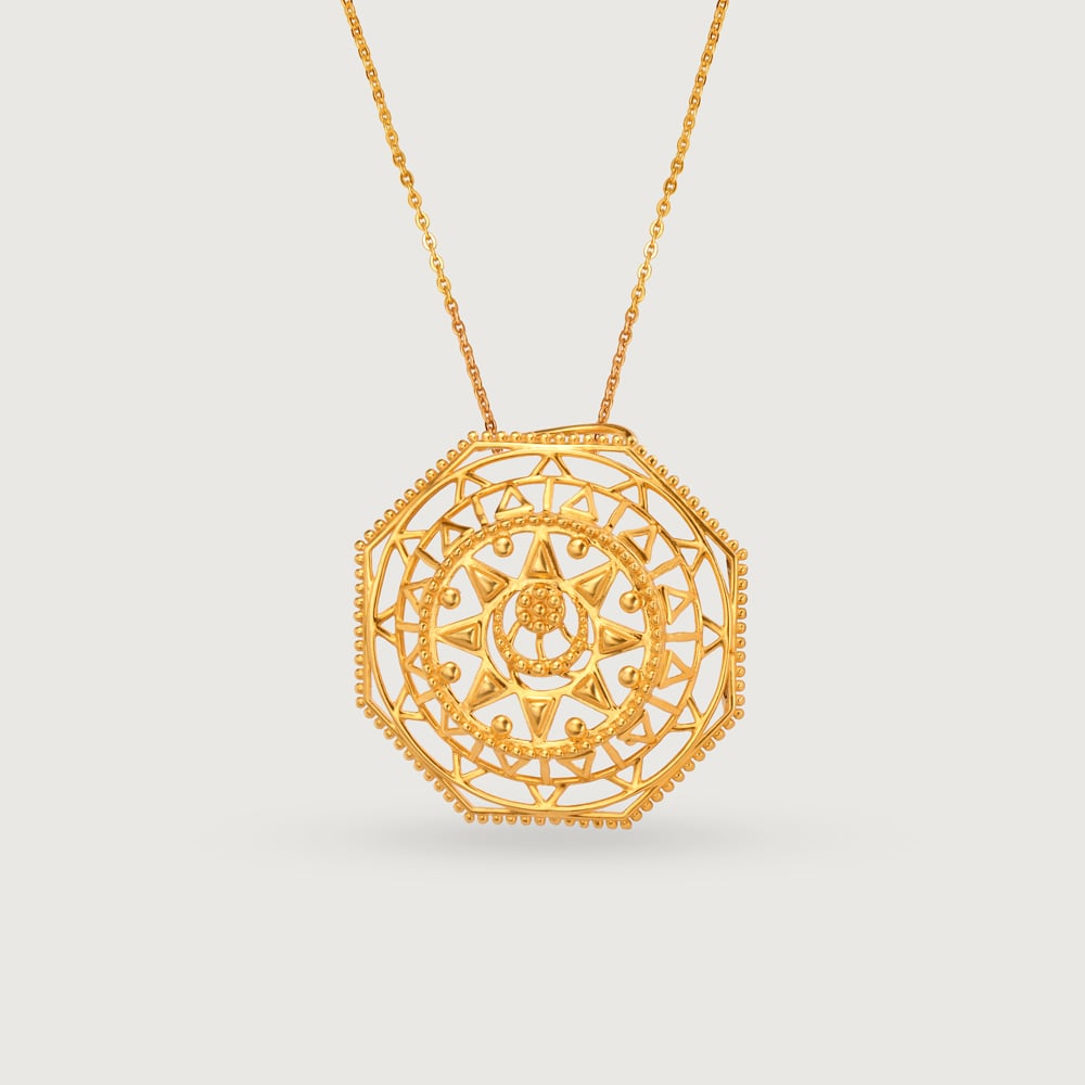 Warli Symmetry 22KT Gold Pendant,,hi-res image number null