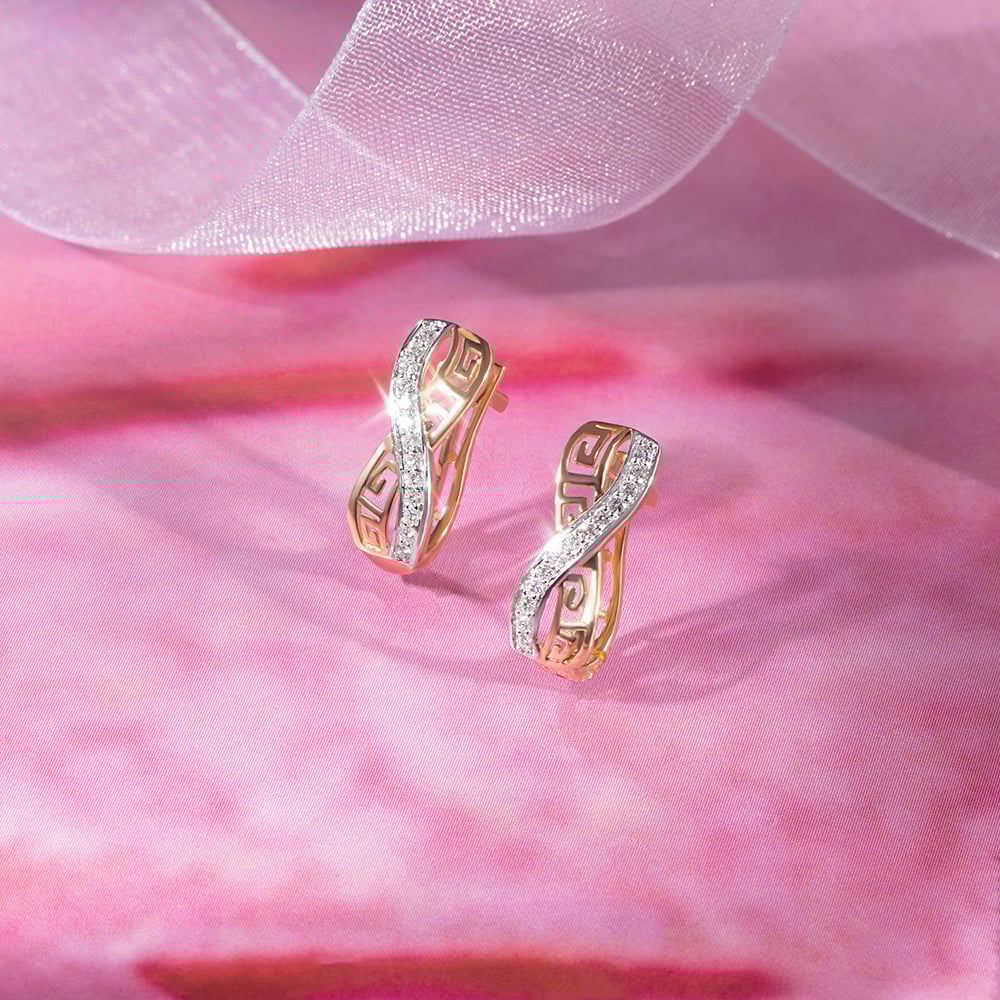 Infinity Chic Gold & Diamond Hoop Earrings,,hi-res image number null