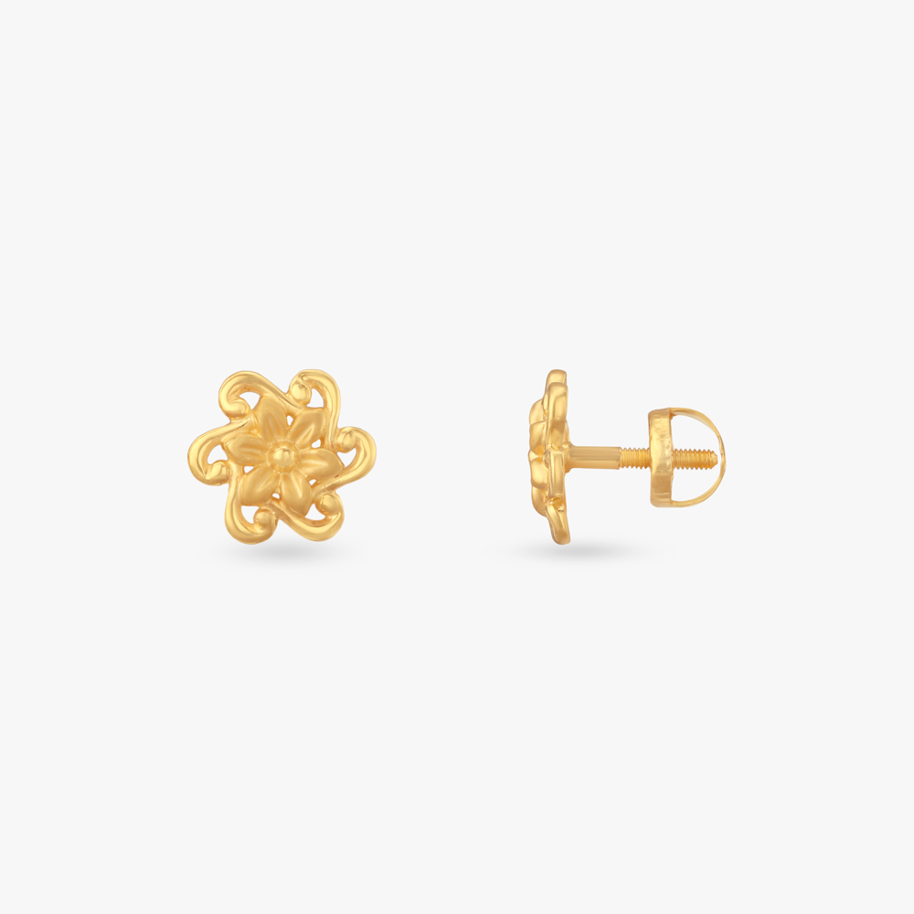 Little Whirl Gold Stud Earrings for Kids,,hi-res image number null