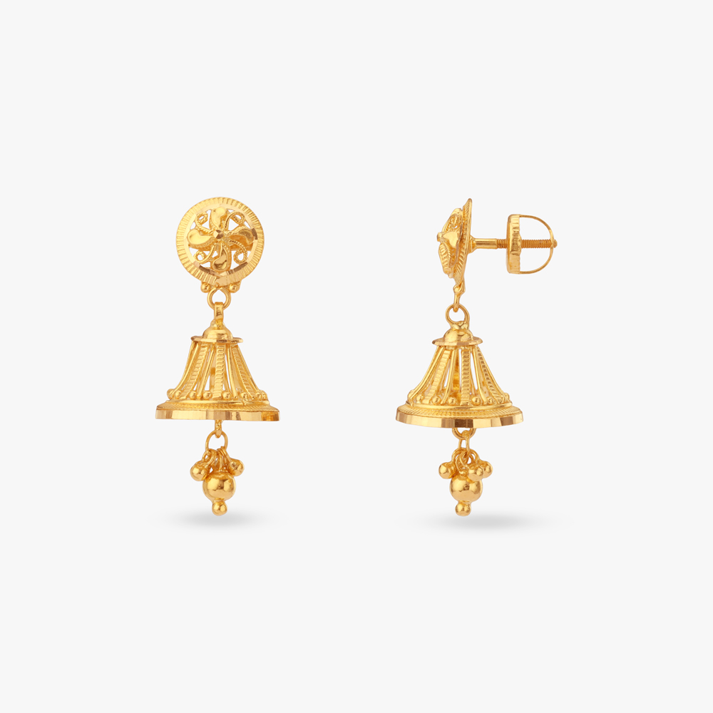 Floral Radiance Gold Jhumka Earrings,,hi-res image number null