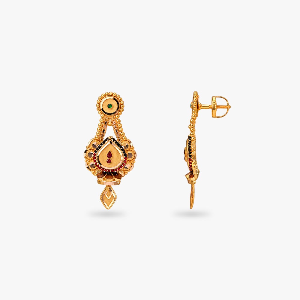 Crimson Courtyard Gold Drop Earrings,,hi-res image number null