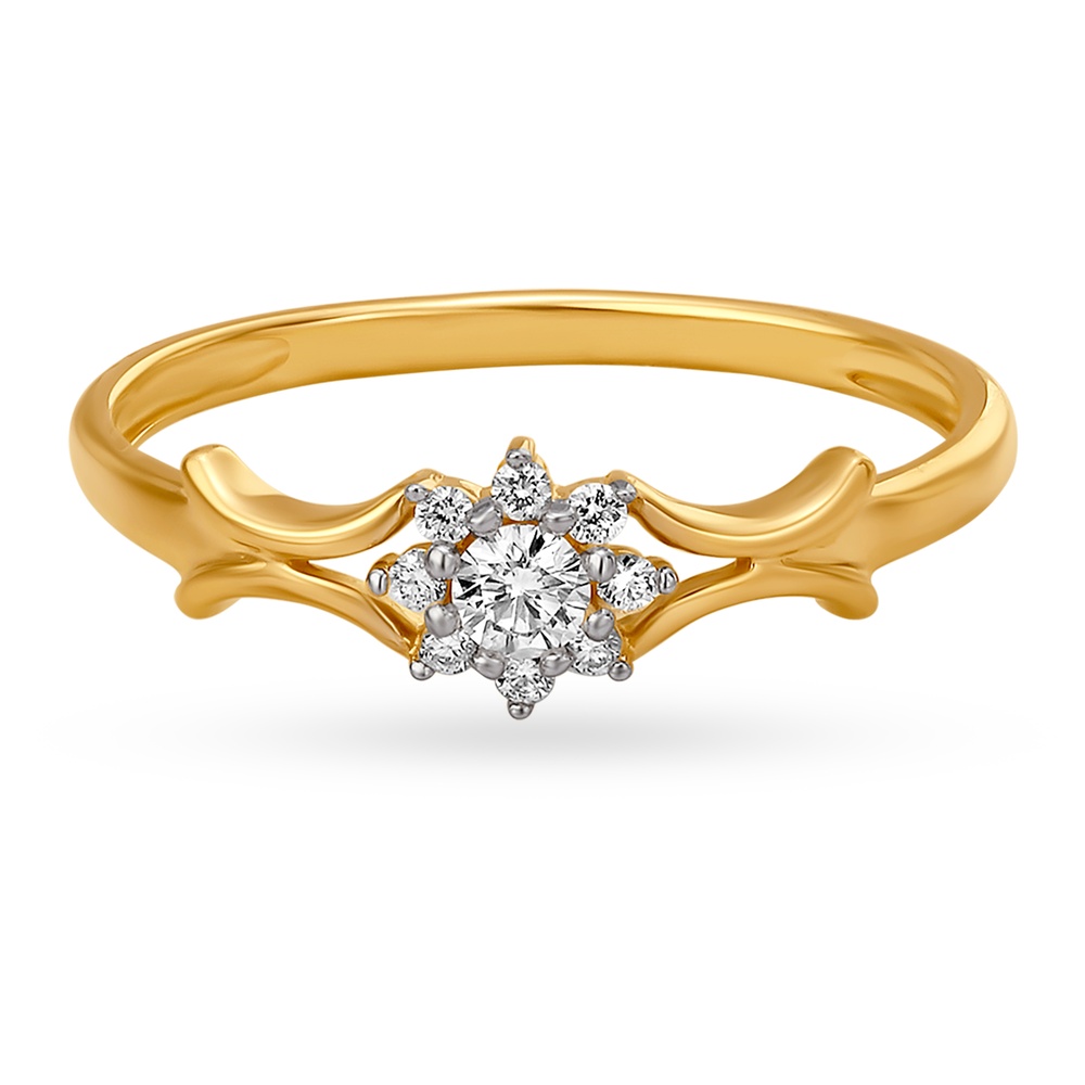 Artistic 18 Karat Yellow Gold And Diamond Finger Ring,,hi-res image number null