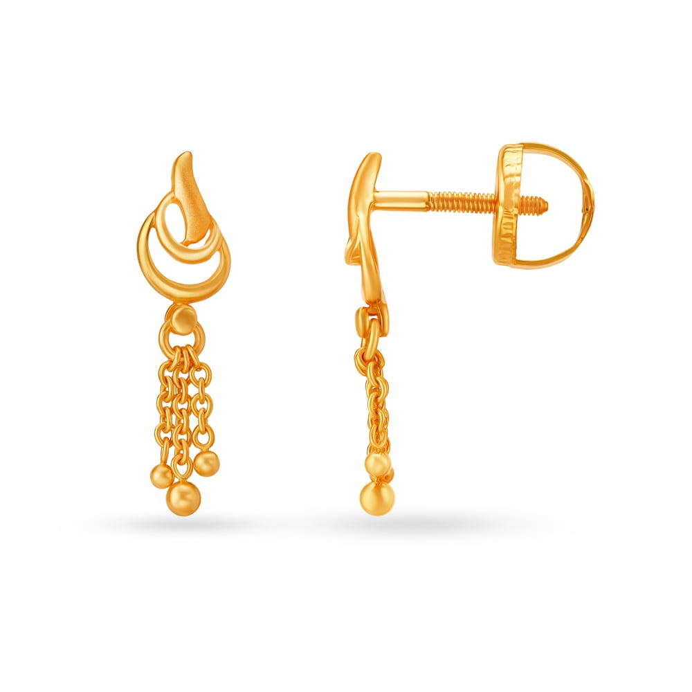 Tassel Gold Drop Earrings With Beads,,hi-res image number null
