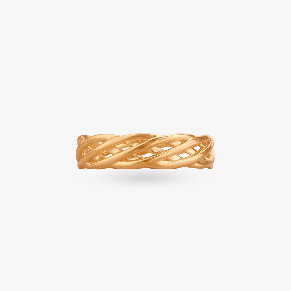 Stylish Interlaced Gold Ring,,hi-res image number null