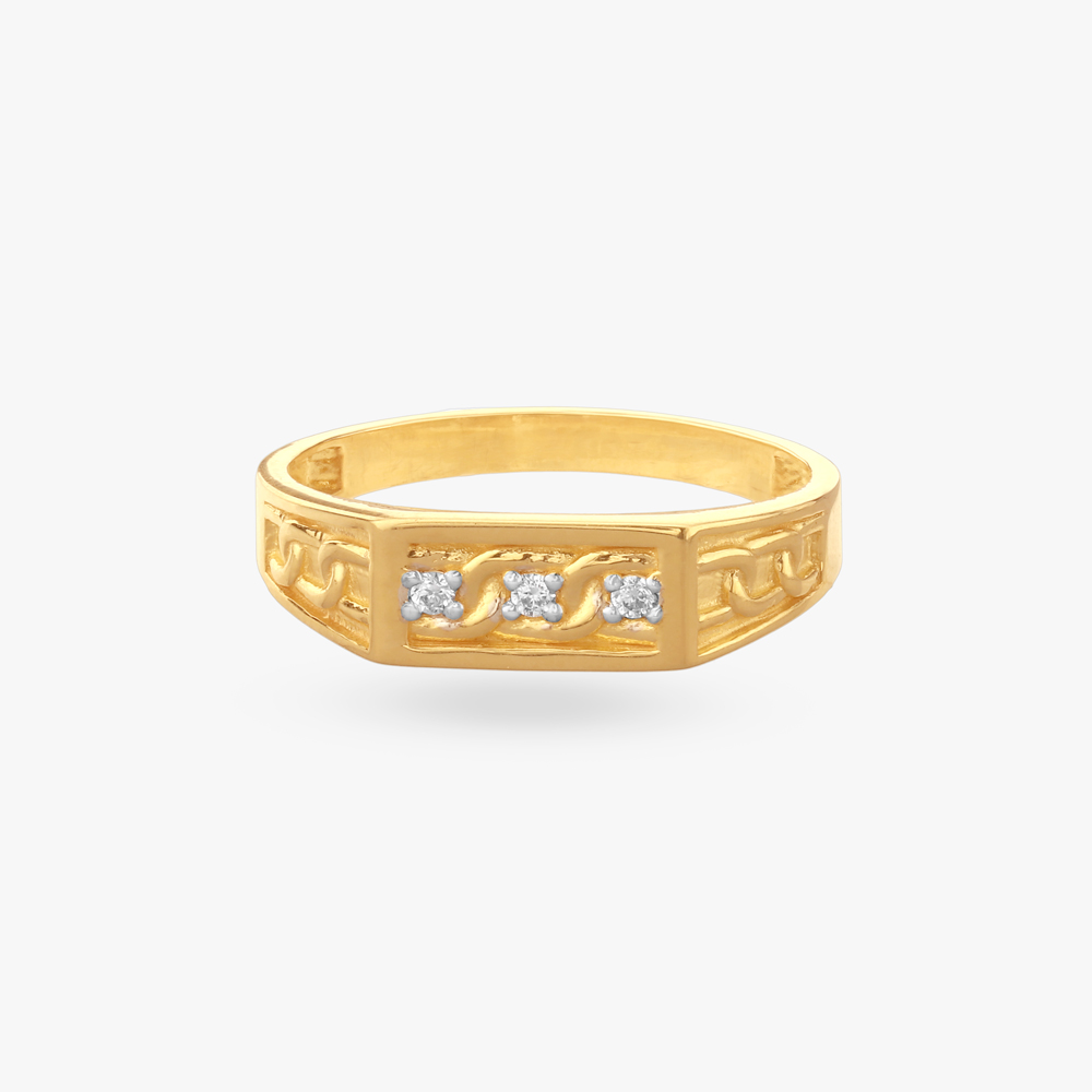 Modern Crest Gold Ring for Men,,hi-res image number null