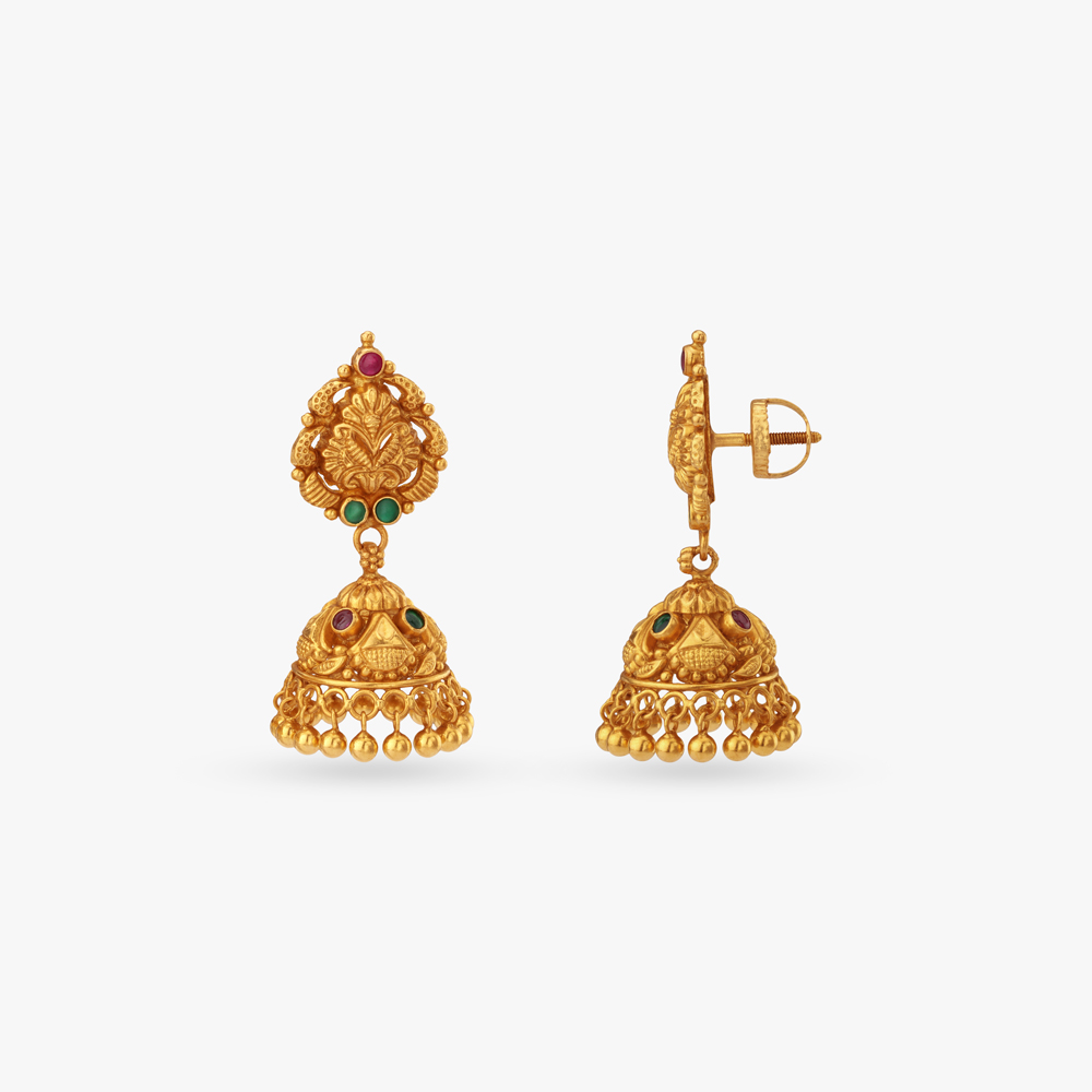 Temple Motif Jhumka Earrings,,hi-res image number null