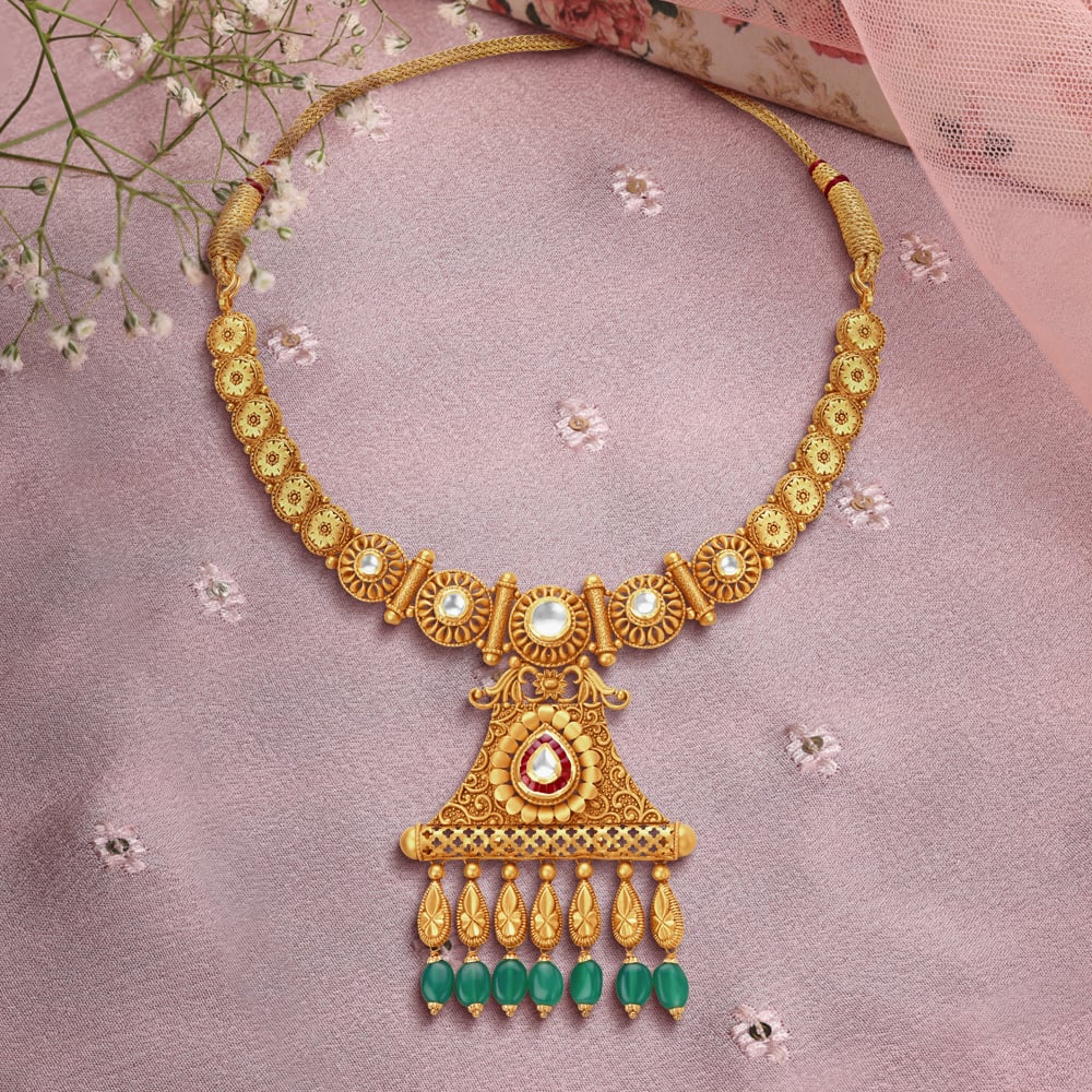 Buy Gold Plated Temple Work Necklace Set KALKI Fashion India