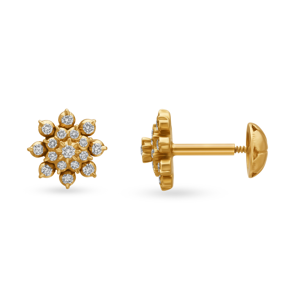 Dazzling Florals Diamond Stud Earrings,,hi-res image number null