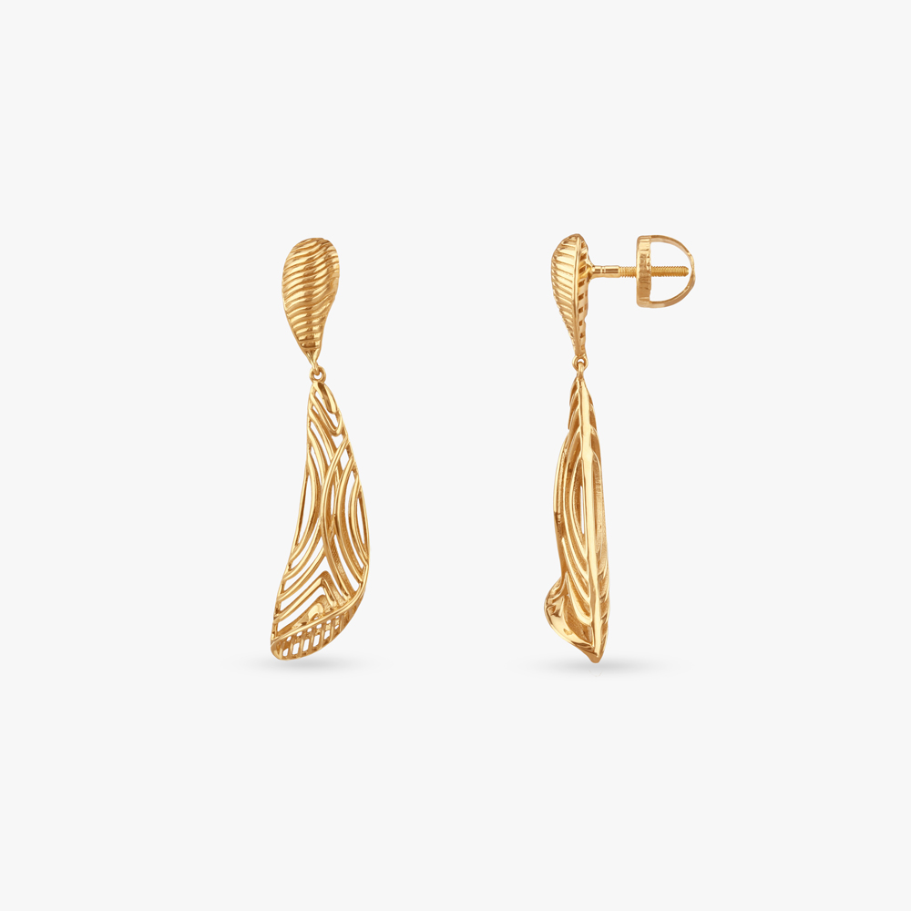 Gilded Wave Gold Drop Earrings,,hi-res image number null