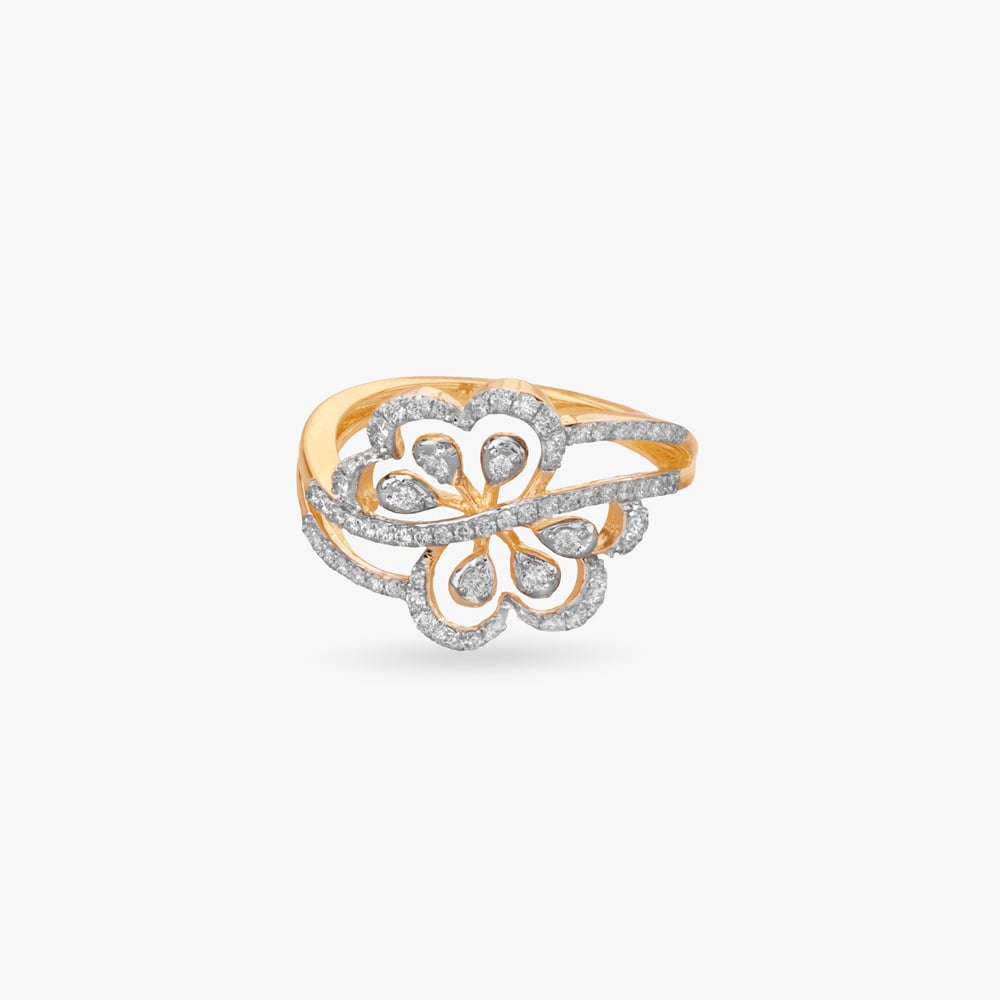 Playful Petal Diamond Finger Ring,,hi-res image number null