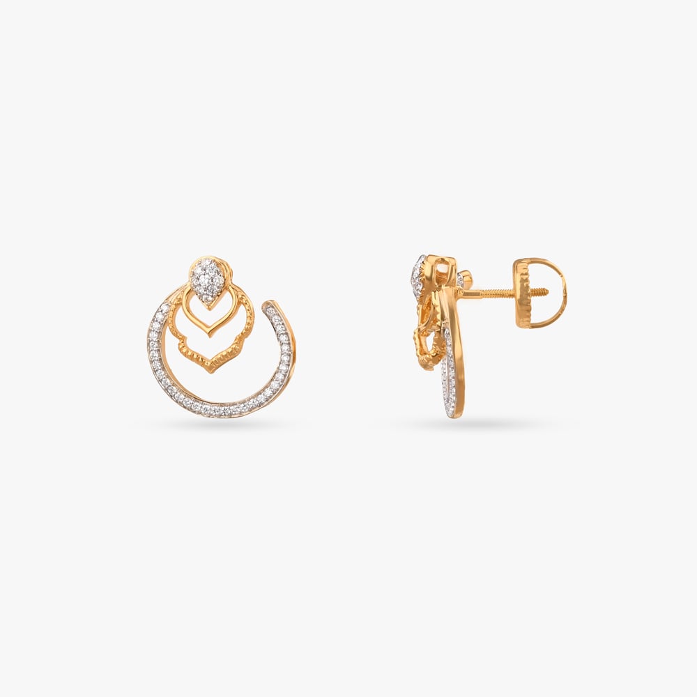 Blossom Curve Diamond Stud Earrings,,hi-res image number null